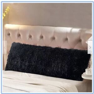 Panku Long Hair  PV Fur Pillow Cover Super Soft With Zipper 20x48” Black
